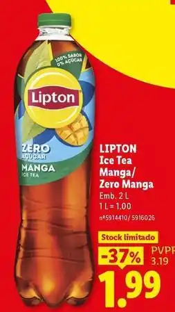 Lidl Lipton - ice tea manga/zero manga promoção