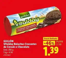 Lidl Guillón - vitalday bolachas crocantes de cereais e chocolate promoção