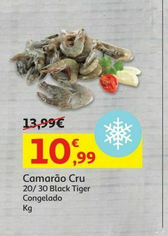 Auchan Camarão cru congelado 20/30:black tiger kg promoção