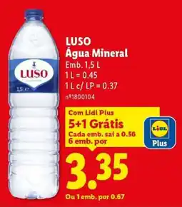 Lidl Luso Água Mineral promoção