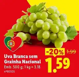 Lidl Uva Branca sem Grainha Nacional promoção