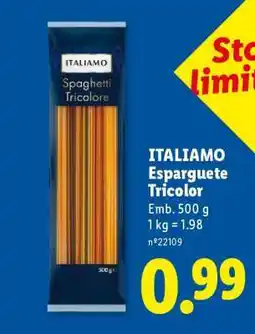 Lidl ITALIAMO Esparguete Tricolor promoção