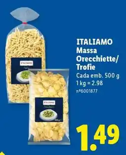 Lidl ITALIAMO Massa Orecchiette/Trofie promoção