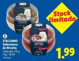 Lidl ITALIAMO Sobremesa de Ricotta promoção