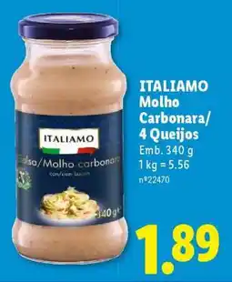 Lidl ITALIAMO Molho Carbonara/4 Queijos promoção