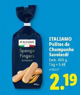 Lidl ITALIAMO Palitos de Champanhe Savoiardi promoção