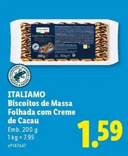 Lidl ITALIAMO Biscoitos de Massa Folhada com Creme de Cacau promoção