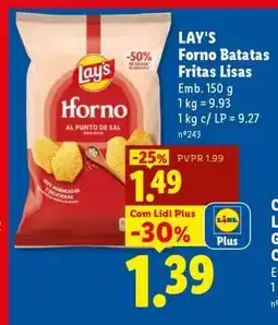 Lidl LAY'S Forno Batatas Fritas Lisas promoção
