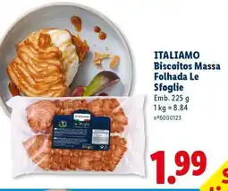 Lidl ITALIAMO Biscoitos Massa Folhada Le Sfoglie promoção