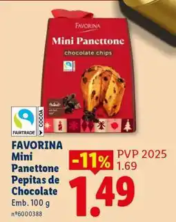 Lidl FAVORINA Mini Panettone Pepitas de Chocolate promoção