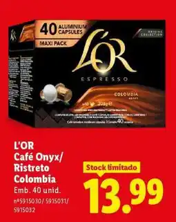 Lidl L'OR Café Onyx/ Ristreto Colombia promoção