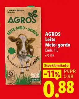 Lidl Agros Leite Meio-gordo promoção