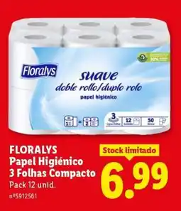 Lidl FLORALYS Papel Higiénico 3 Folhas Compacto promoção