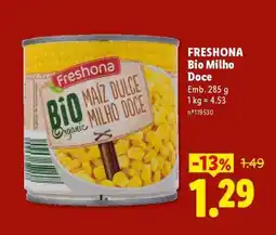 Lidl Freshona Bio Milho Doce promoção
