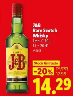 Lidl J&B Rare Scotch Whisky promoção