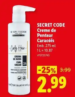Lidl SECRET CODE Creme de Pentear Caracóis promoção