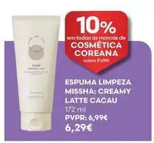 Auchan Missha - espuma limpeza: creamy latte cacau promoção