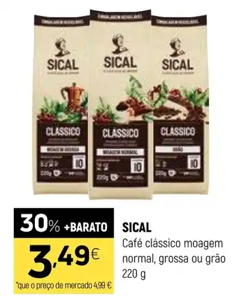 Sical café clássico moagem normal, grossa ou grão