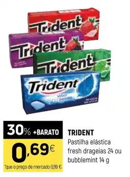 Coviran trident pastilha elástica fresh drageias 24 ou bubblemint 14 g promoção