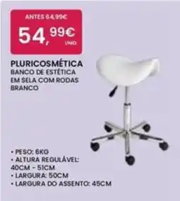 Pluricosmética Pluricosmética banco de estética em sela com rodas branco promoção