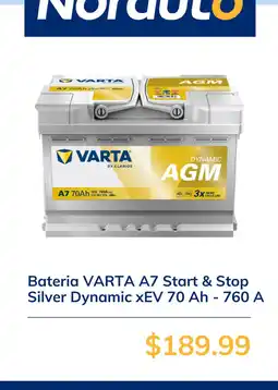 Norauto Bateria Varta A7 Start & Stop Silver Dynamic xEV 70 Ah promoção