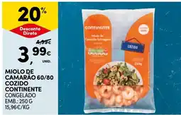 Continente miolo de camarão 60/80 cozido continente promoção