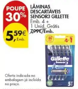 Pingo Doce lâminas descartáveis sensor3 gillette promoção