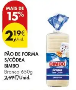 Pingo Doce Pão de forma s/códea bimbo promoção