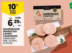 Continente Hambúrguer frango do campo campoaves promoção
