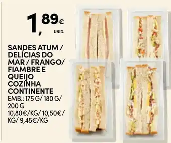 Sandes atum / delícias do mar / frango / fiambre e queijo cozinha continente