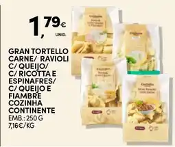Continente Gran tortello carne/ ravioli c/ queijo e ricotta e espinafres/ c/ queijo e fiambre cozinha continente promoção