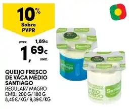Continente Queijo fresco de vaca médio santiago promoção