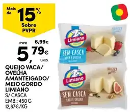 Continente Queijo vaca/ovelha amanteigado/meio gordo limiano s/casca promoção