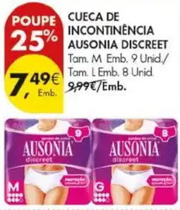 Pingo Doce cueca de incontinência ausonia discreet promoção