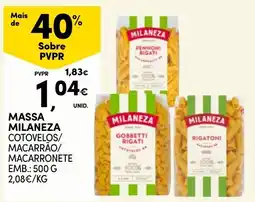 Continente Massa milaneza cotovelos/macarrão/macarronete promoção