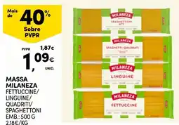 Continente massa milaneza fettuccine/linguine/quadrati/spaghetttoni promoção