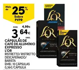 Continente Cápsulas de café de alumínio expresso l'or promoção