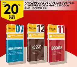 Continente Cápsulas de café compatíveis c/ nespresso da marca nicola promoção