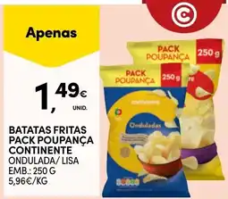 Continente Batatas fritas pack poupança continente ondulada/lisa promoção