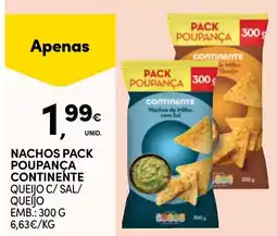 Continente Nachos pack poupança continente queijo c/ sal/ queijo promoção