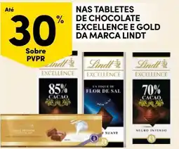 Continente tabletes de chocolate excellence e gold da marca lindt promoção