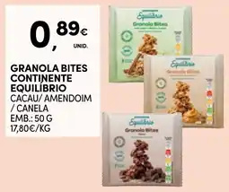 Continente Granola bites continente equilíbrio cacau/amendoim/canela promoção
