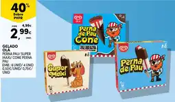 Continente Gelado olá perna pau super maxi cone perna pau promoção