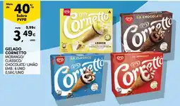 Continente Gelado cornetto morango/ classico/ chocolate/ limão promoção