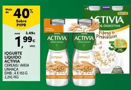 Continente Iogurte líquido activia cereais/ aveia linhaça promoção