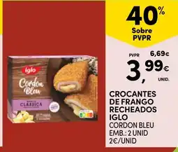 Continente Crocantes de frango recheados iglo cordon bleu promoção