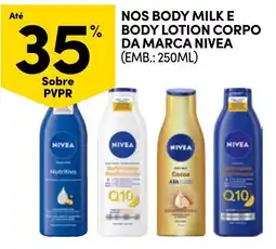 Continente nos body milk e body lotion corpo da marca nivea promoção
