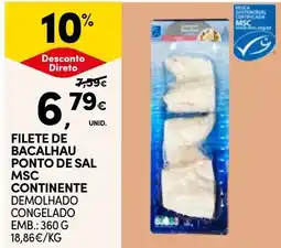 Continente Filete de bacalhau ponto de sal msc continente promoção