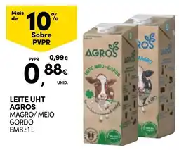 Continente Leite uht agros magro/meio gordo promoção