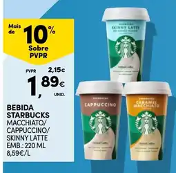 Continente Bebida starbucks macchiato/cappuccino/skinny latte promoção